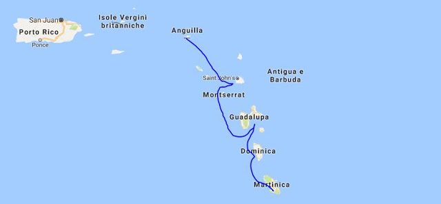 martinica-in-catamarano percorso-su-mappa-Anguilla-Martinica