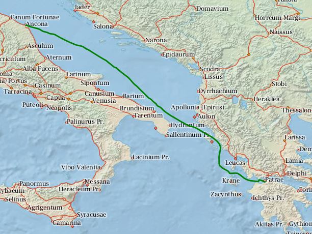 percorso-patrasso-ancona mappa-adriatico-impero romano
