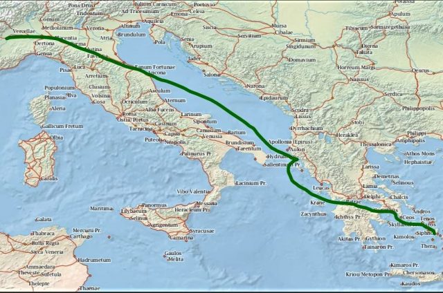 percorso- mappa-Impero Romano mappa-italia-grecia-tempi-Impero Romano